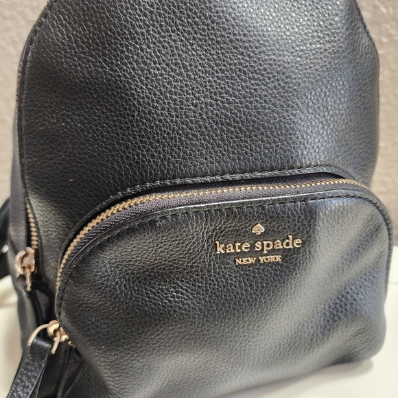 Kate Spade Black Pebbled Leather Mini Backpack Purse with Gold Hardware - Picture 2 of 11